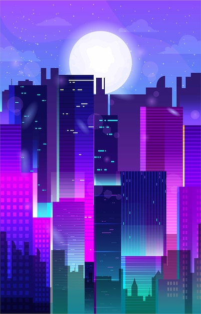 Vector nigh city background