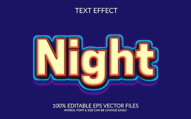 Night 3d vector eps editable text effect design template