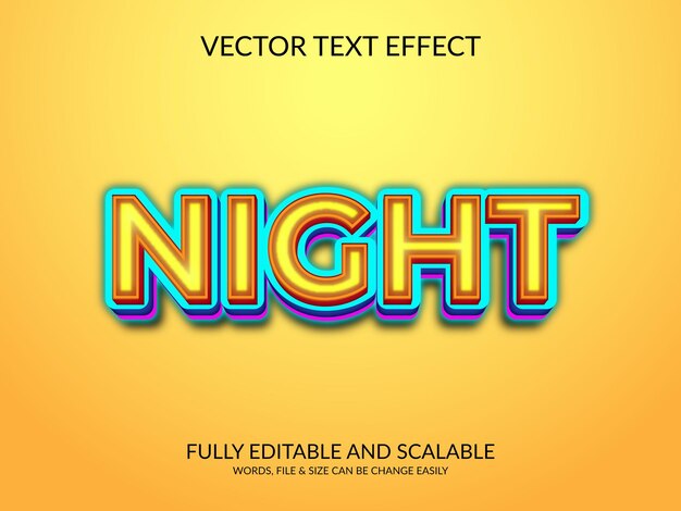 Night 3D Vector Fully Editable Text Effect