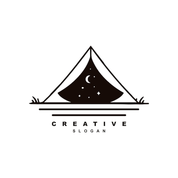 Night adventure camping logo design vector