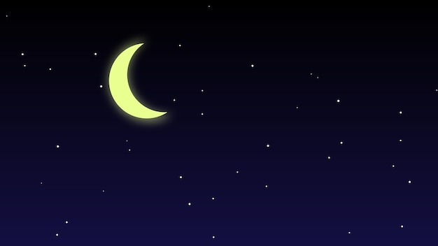 Night background Moon and shining Stars on dark blue sky illustration