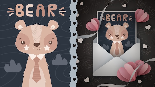 Night bear idea for greeting card