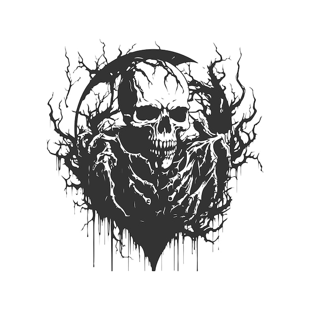 Vector night blood psion of decay vintage logo line art concept black and white color hand drawn illustration