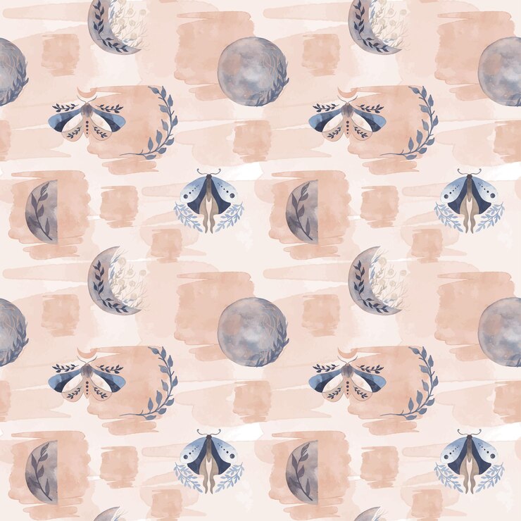 Vector night butterflies seamless pattern