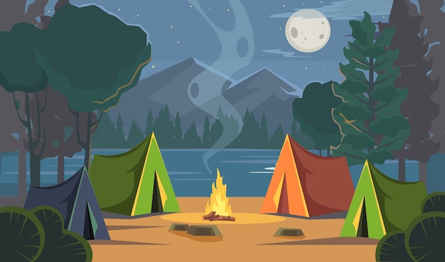 Night camping  illustration