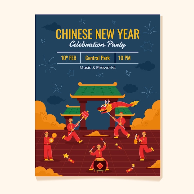 Vector night of chinese new year celebration