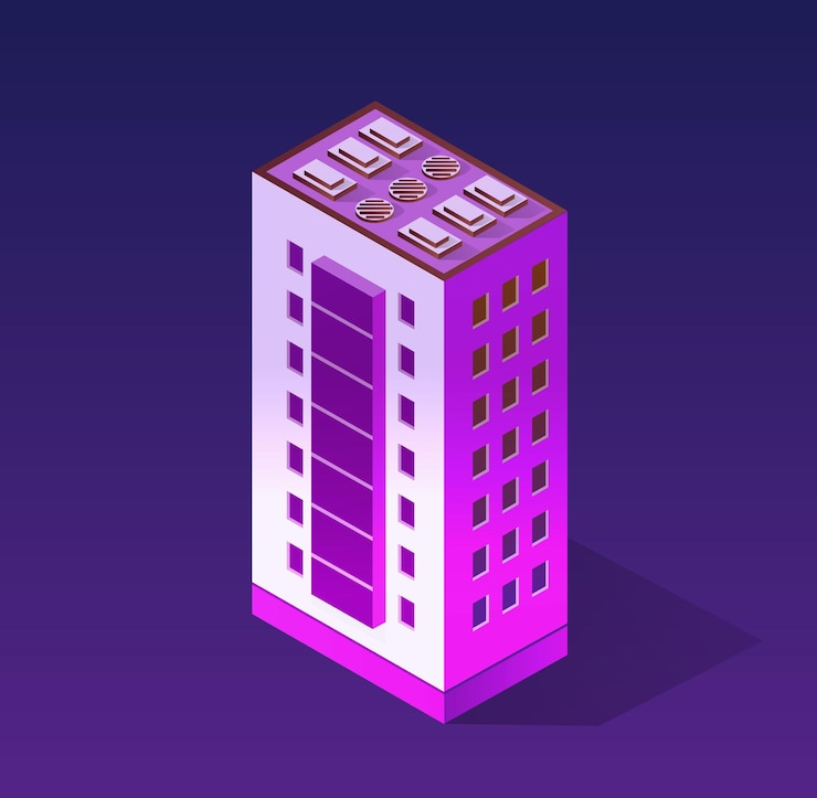 वेक्टर night city building apartment residential skyscraper
