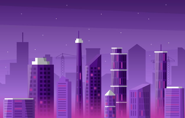 night city building construction cityscape skyline business illustration