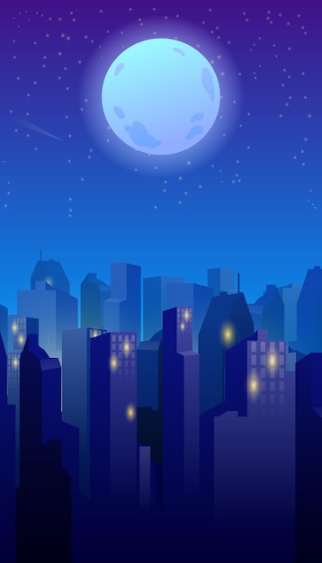 Ночной город мультяшный игровой фон