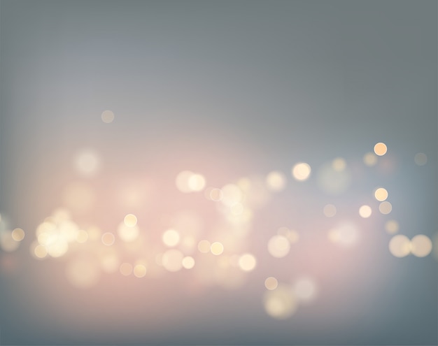 Vector night city gray sky with lens flare and bokeh background.