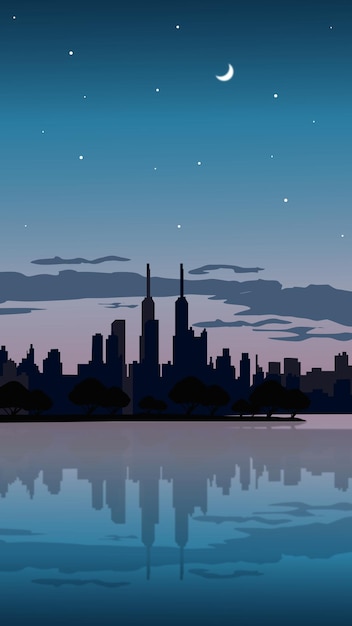 Vector night city illustrtion