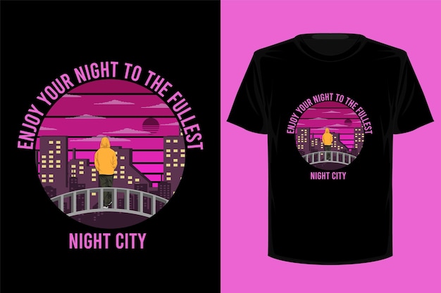 Night city retro vintage t shirt design