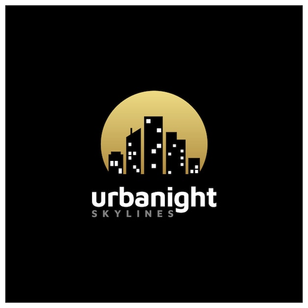 Night City Skyline for Real Estate Logo 