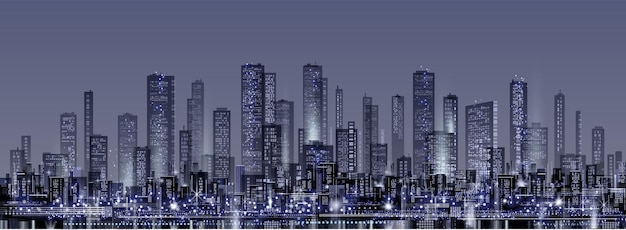 Vector night city skyline vector cityscape background