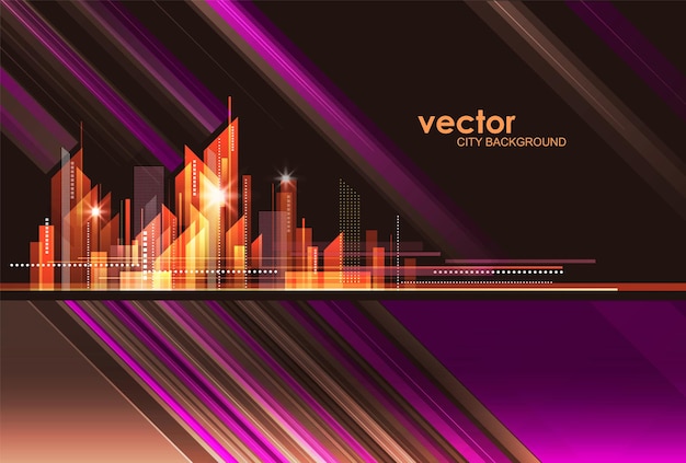 Vector night city skyline vector illustration