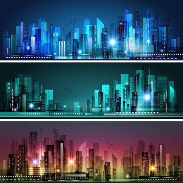 Vector night city skyline vector illustration