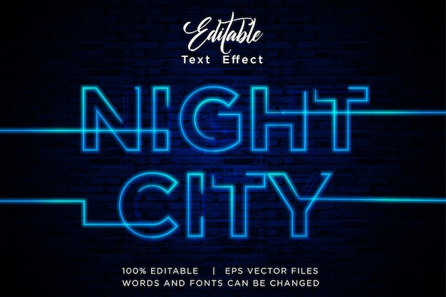 night city text effect with neon text style effect