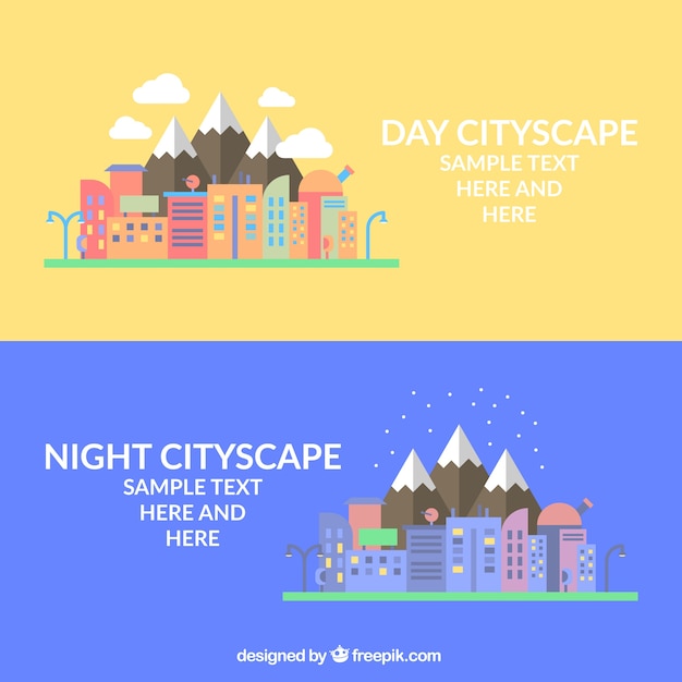 Vector night cityscape in flat design