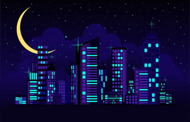 Vector night cityscape