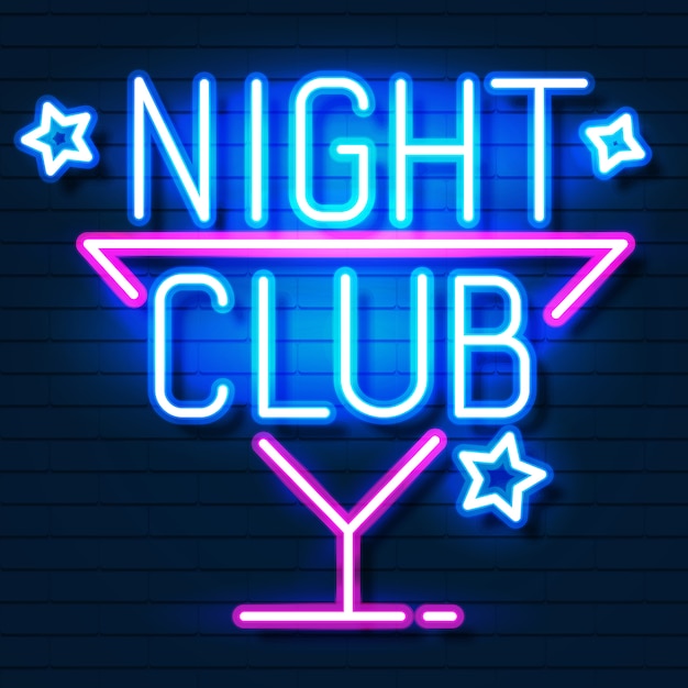 Vector night club . city sign neon. bright signboard