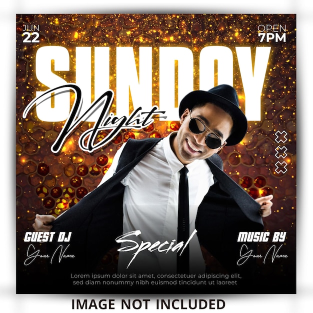 Night Club dj party flyer and social media post template