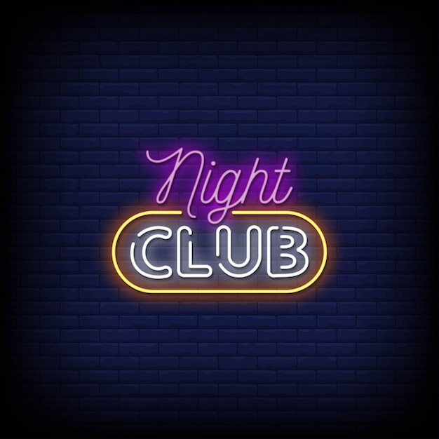 Vector night club neon signs style text