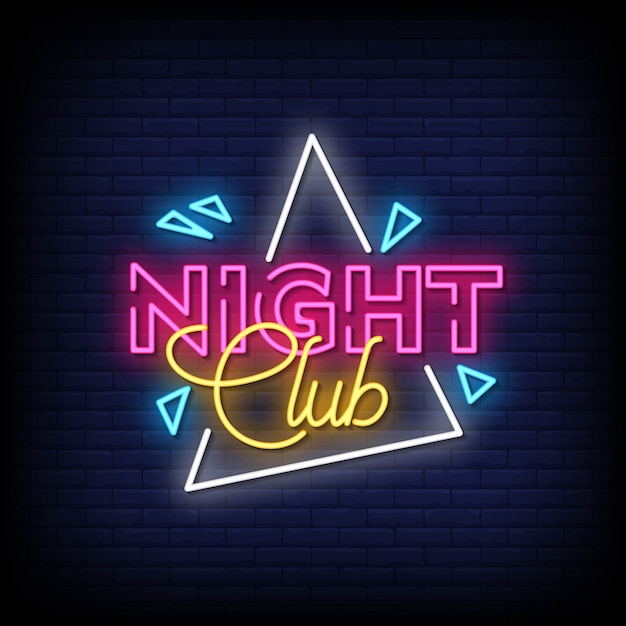Vettore testo di stile delle insegne al neon del night-club