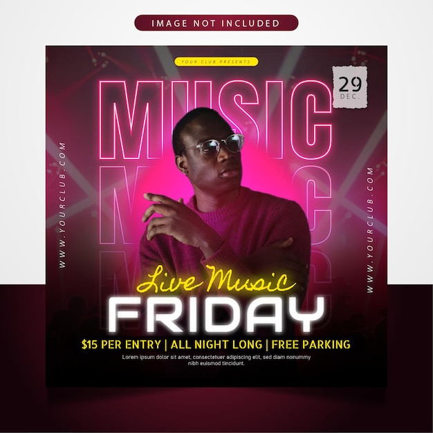 Night club party flyer social media post design template