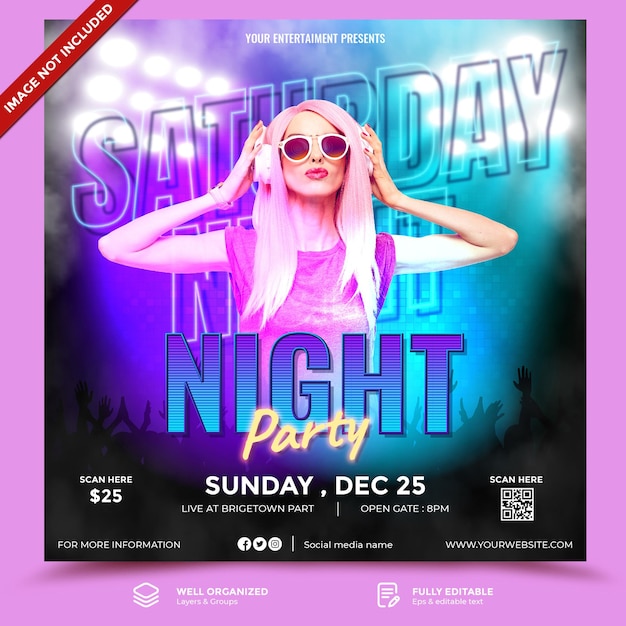 Night club party instagram post template