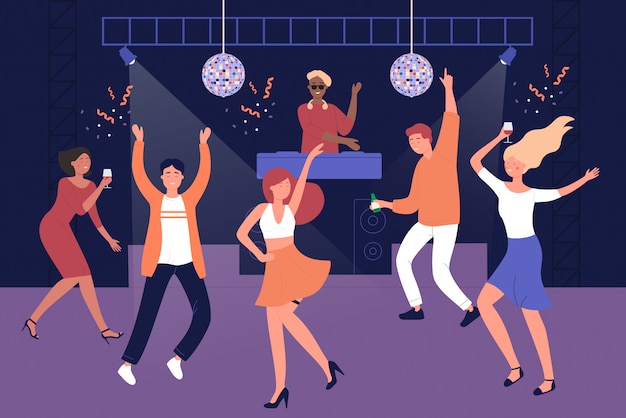 Vector night club people students discotheque vector illustration