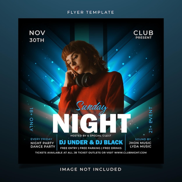 Night dance club party flyer template