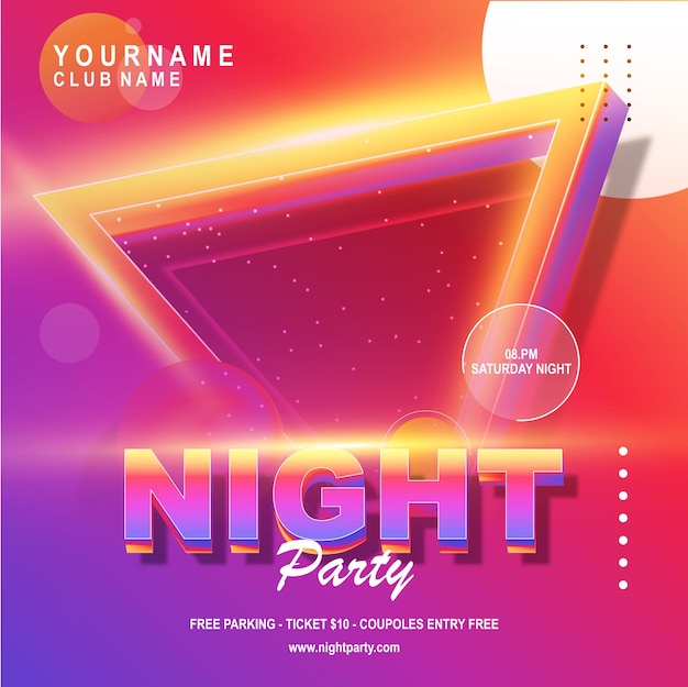 Night dance party poster modello di sfondo festival vector mockup dj poster design dj backgroun