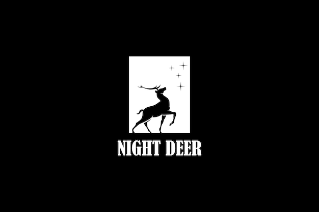 Night deer logo design template