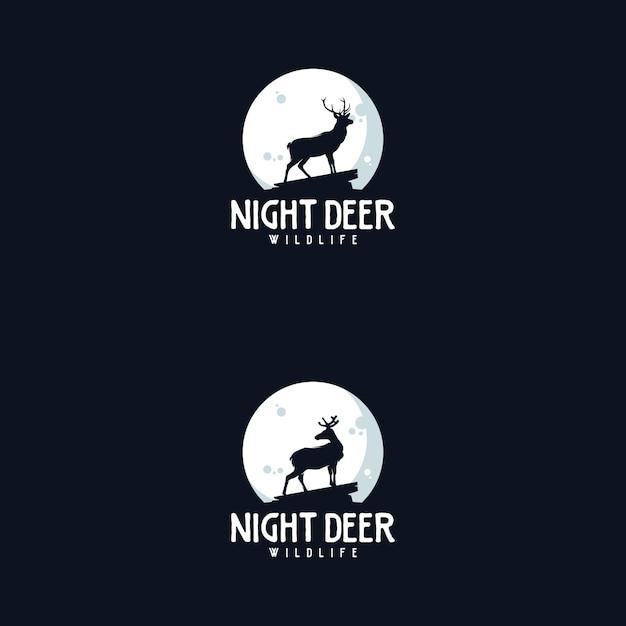 Cervo notturno con design del logo simbolo della luna