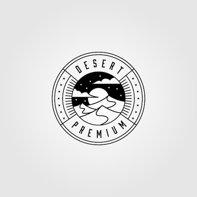 Night desert logo line art design