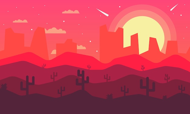 Vector night desert