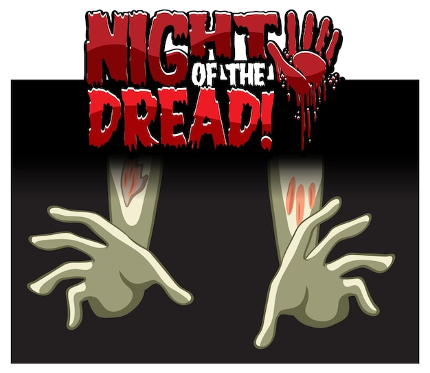 Vector night of the dread text design for halloween festival