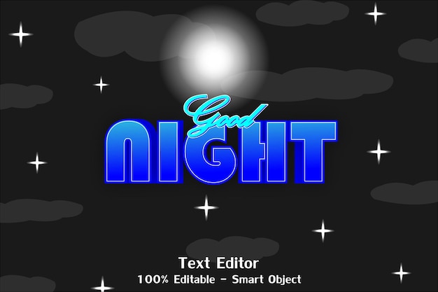 night editable text effect 3 dimension emboss neon style