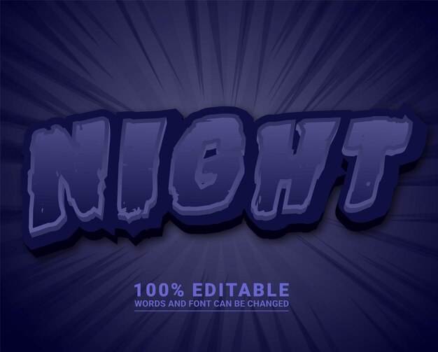 Vector night editable text effect