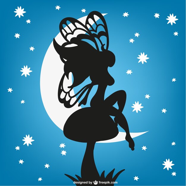 Vector night fairy with the moon