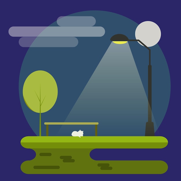 Vector night flat design illustration