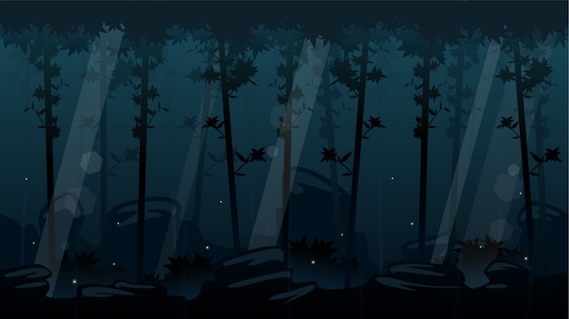 Vector night forest scrolling background