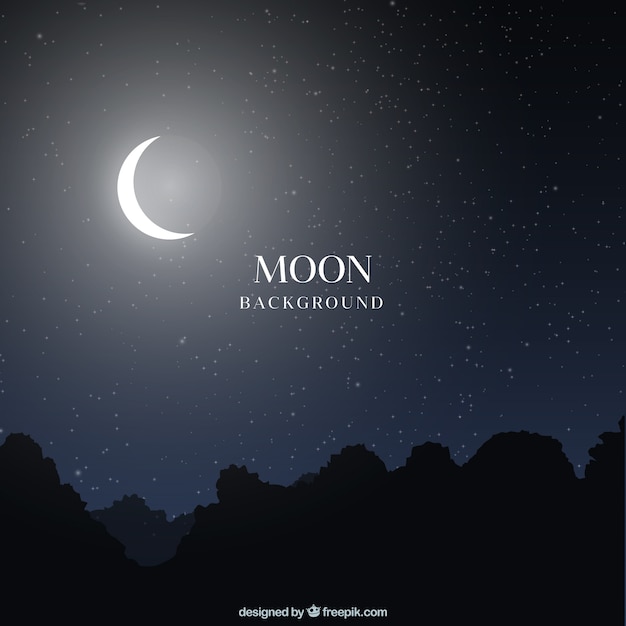 Night landscape background with moon