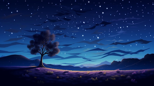 Vector a night landscape panorama