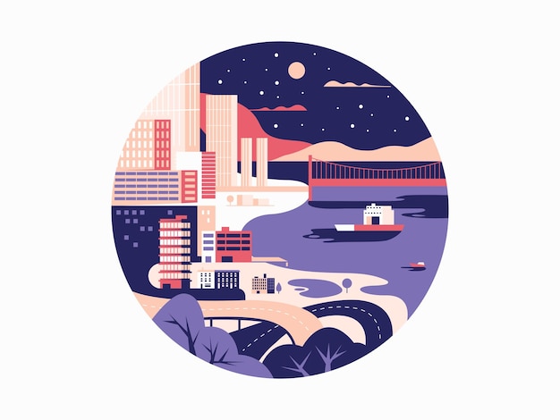 Night megapolis flat design