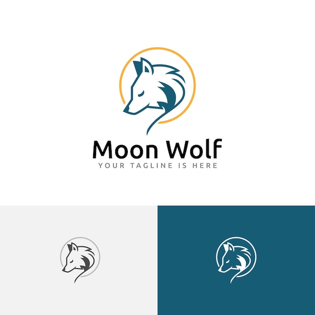 Night Moon Wolf Head Elegant Nature Wildlife Logo