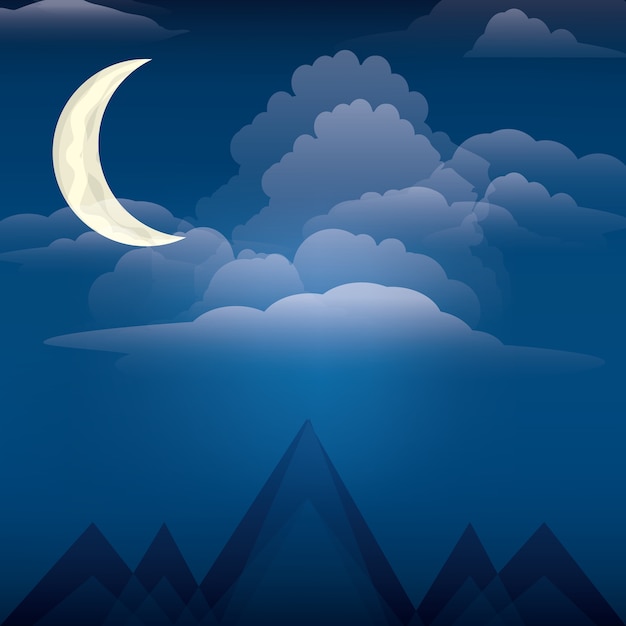 Night and mountains design 