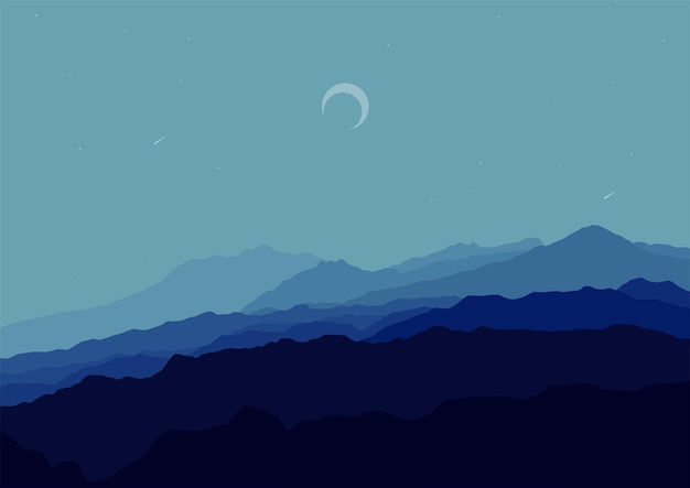 night mountains landscape vector design illustration