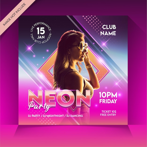 Vector night music party design for social media promotion