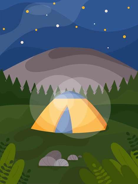 Vector night natural landscape